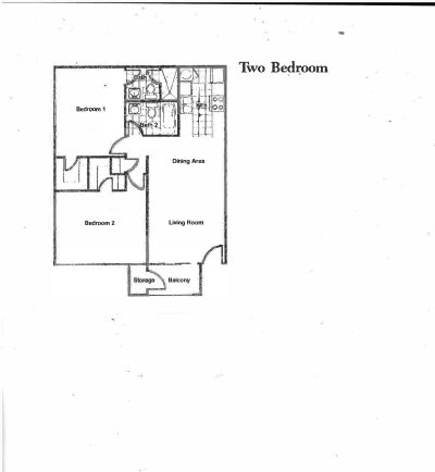 Floor plan for 2 beds, 2 baths, 900 sqft
